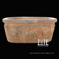 Natural Solid marble outdoor bathtub with carving human and lion